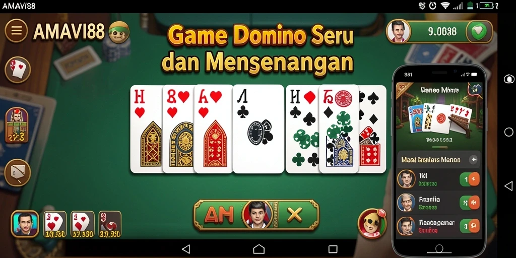 Tampilan gameplay menarik di AMAVI88 yang menggambarkan momen seru bermain Domino.