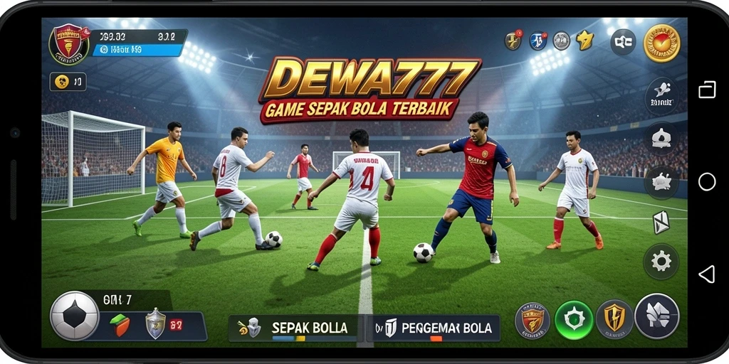 Tampilan gameplay mendebarkan dari DEWA777 dengan aksi sepak bola nyata.