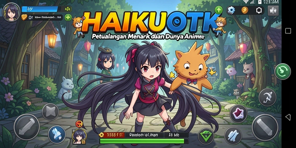 Tampilan screenshot gameplay HAIKUOTK yang menampilkan karakter Anime yang dinamis.