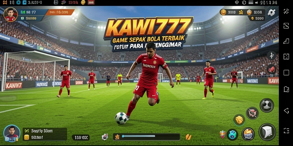 Tampilan gameplay KAWI777 dengan aksi sepak bola yang seru.