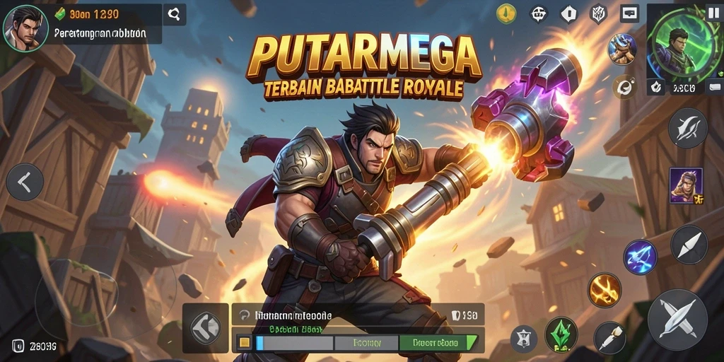 Tangkapan layar gameplay PUTARMEGA yang menunjukkan aksi Battle Royale yang mendebarkan.