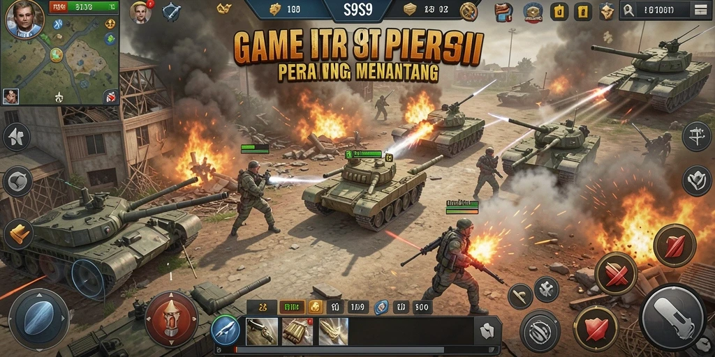 Tangkapan layar S9S9 menampilkan aksi pertempuran strategis yang intens.